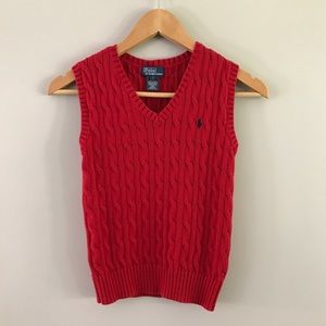 Polo Ralph Lauren Boys Red Cable-Knit Sweater Vest